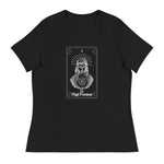 High Priestess Card - Front & Back - Women's Relaxed T-Shirt - Black